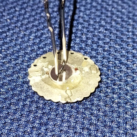 Red, silver and Abalone Mexico Geometric hair Pin - Picture 4 of 4